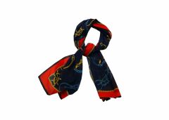 Marinas Desen Lacivert Polyester Fular