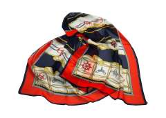 Halat Desen Lacivert Polyester Fular